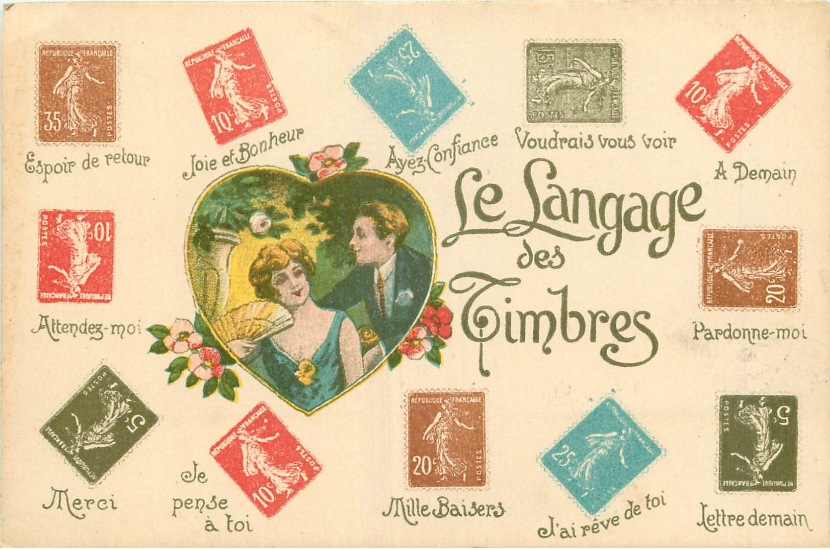 CPA -  LE LANGAGE DES TIMBRES - Timbres (représentations)