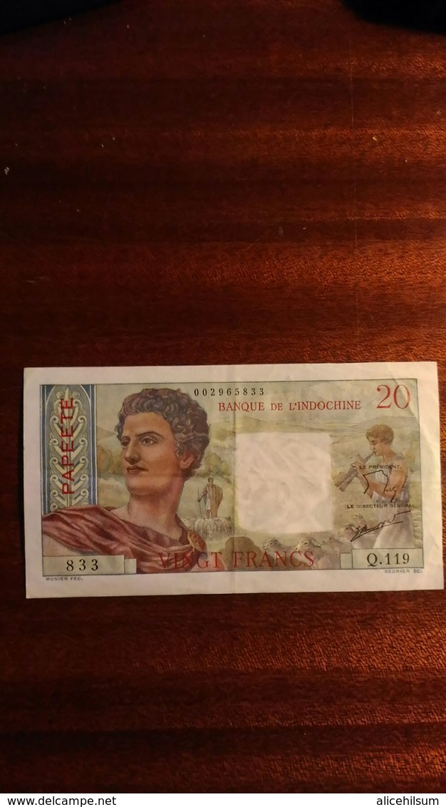 20 Francs Papeete Banque De L'indochine - Indochine