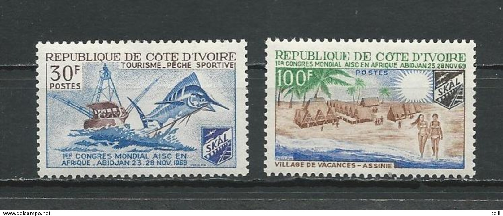 COTE IVOIRE Scott 285-286 Yvert 292-293 (2) ** Cote 9,00 $ 1969 - Côte D'Ivoire (1960-...)