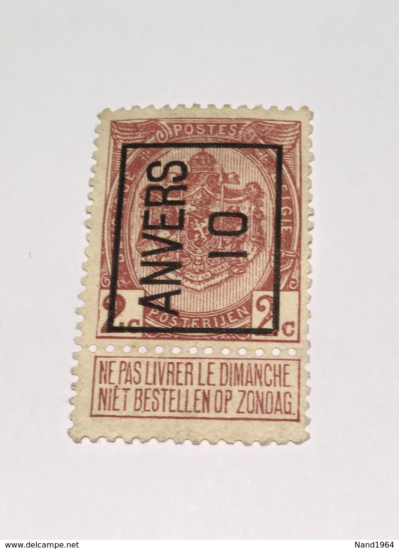 1910 - 2c Anvers - Typo Precancels 1906-12 (Coat Of Arms)