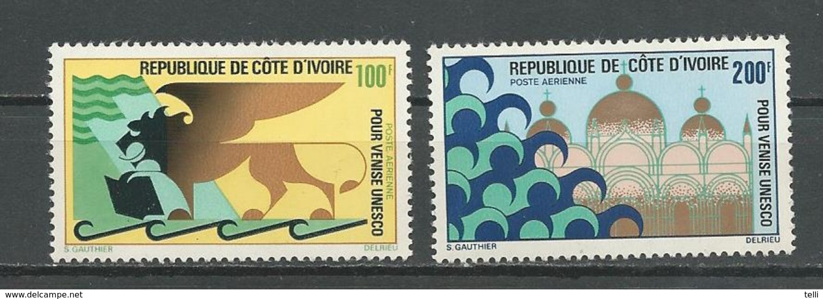 COTE IVOIRE Scott  C48-C46 Yvert  PA54-PA55 (2) ** Cote 9,50 $ 1972 - Côte D'Ivoire (1960-...)