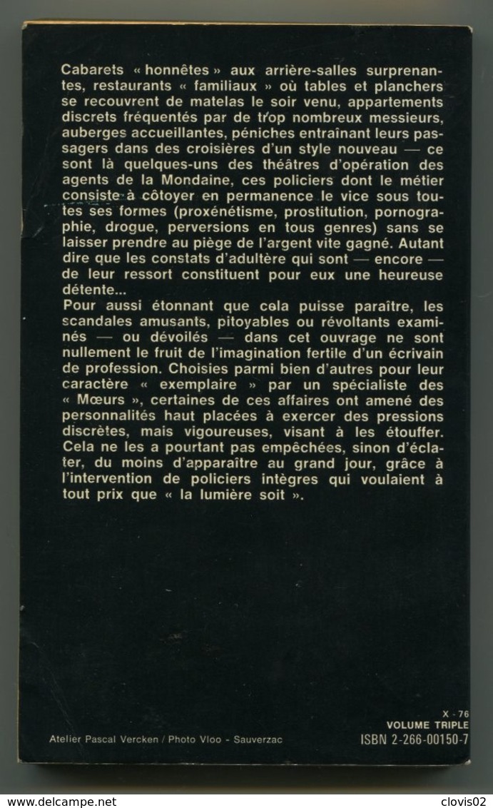 LA BRIGADE DES MOEURS - Des Inspecteurs Racontent... André BURNAT Presse Pocket 1976 - Brigade Mondaine