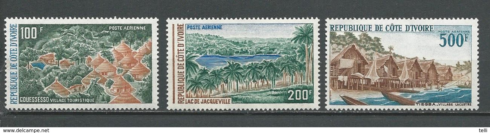 COTE IVOIRE Scott  C51-C53 Yvert  PA57-PA59 (3) ** Cote 18,00 $ 1972 - Côte D'Ivoire (1960-...)