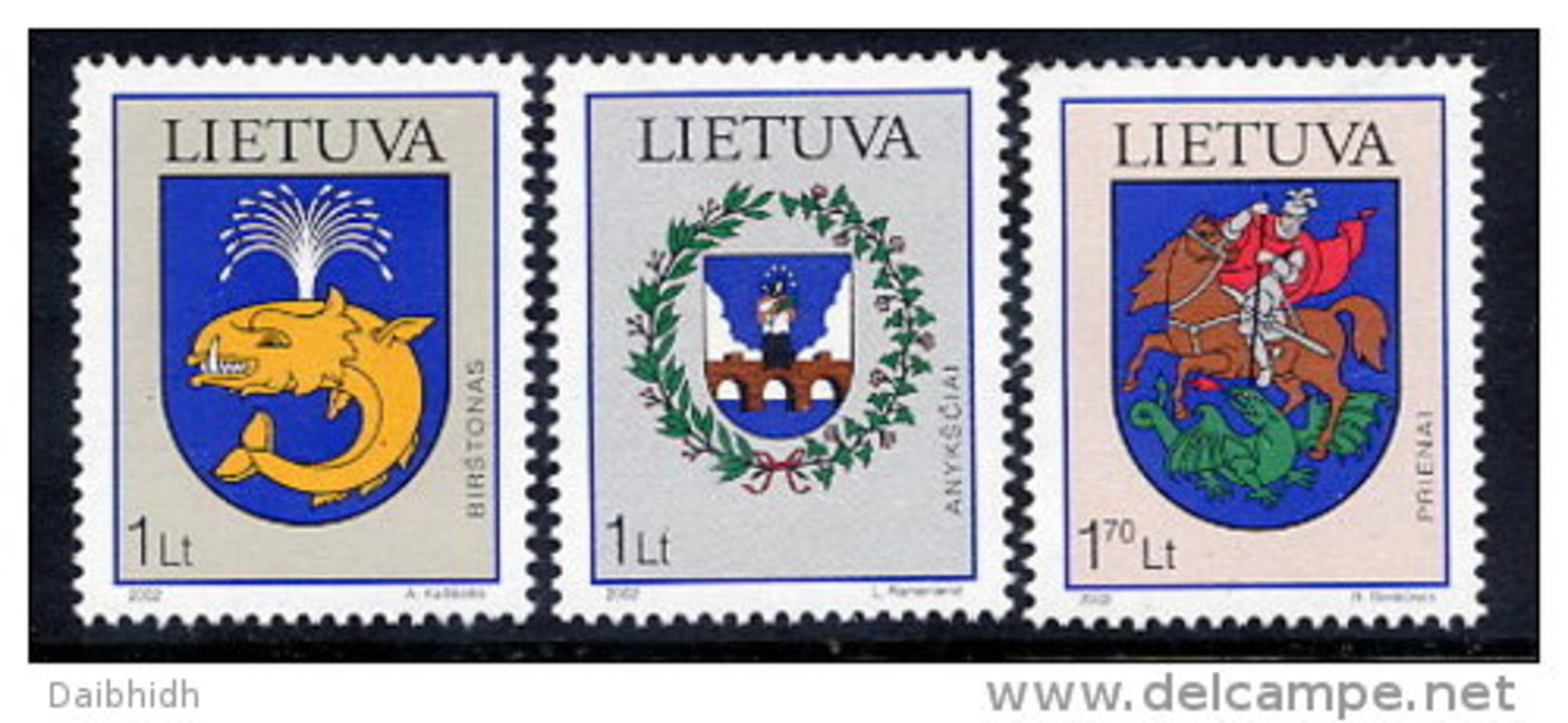 LITHUANIA 2002 Town Arms Set Of 3 MNH / **.  Michel 786-88 - Litouwen