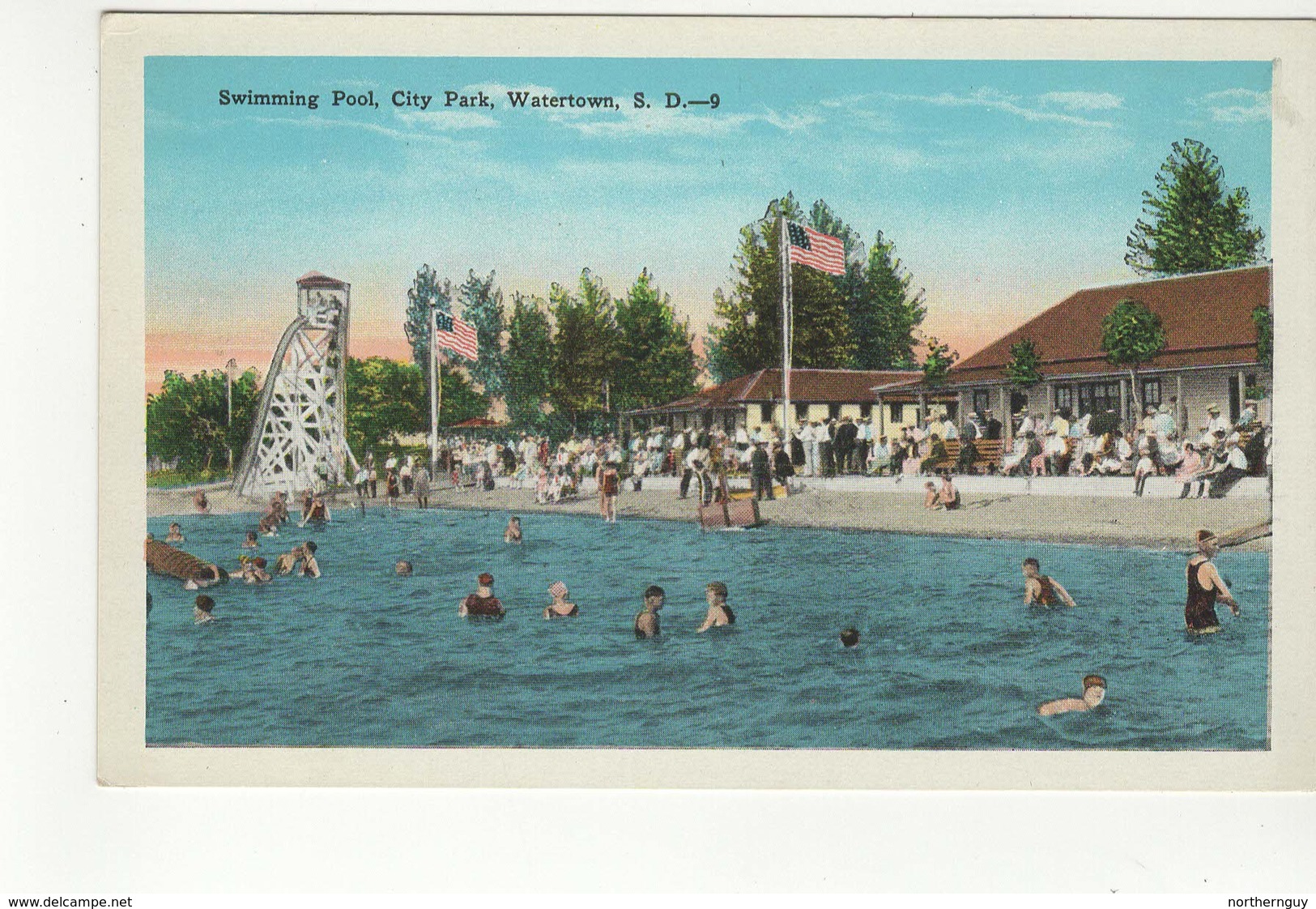 Watertown, South Dakota, USA, Swimming Pool At City Park, Old WB Kropp Postcard - Watertown