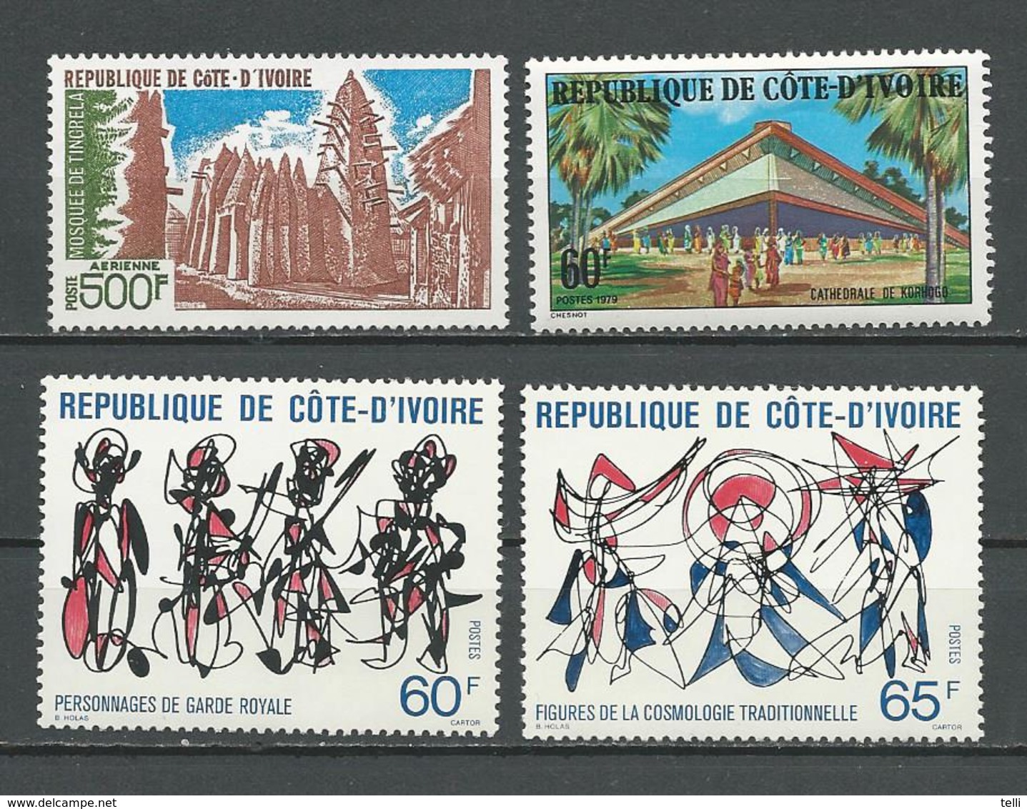 COTE IVOIRE Scott  C62, 456-457, 504 Yvert  PA68, 448-449, 494 (4) ** Cote 11,00 $ 1977-8 - Côte D'Ivoire (1960-...)