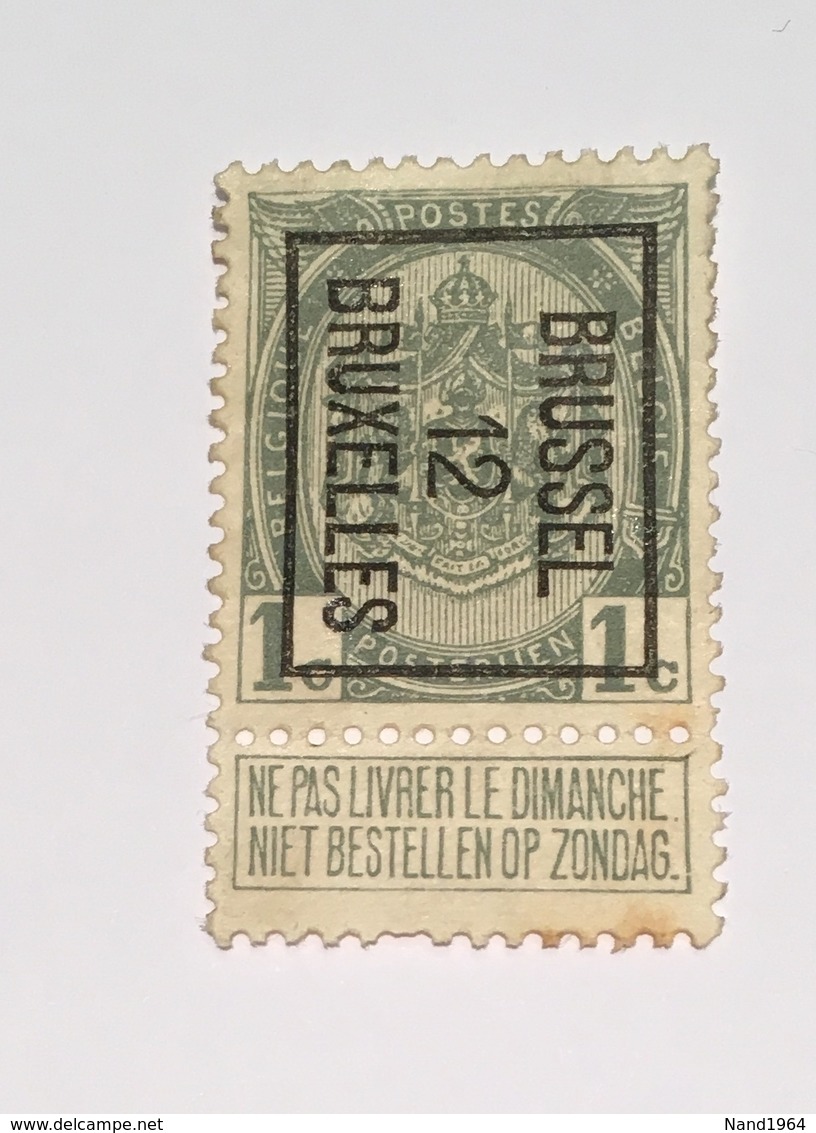 1912 1c Brussel - Typo Precancels 1906-12 (Coat Of Arms)