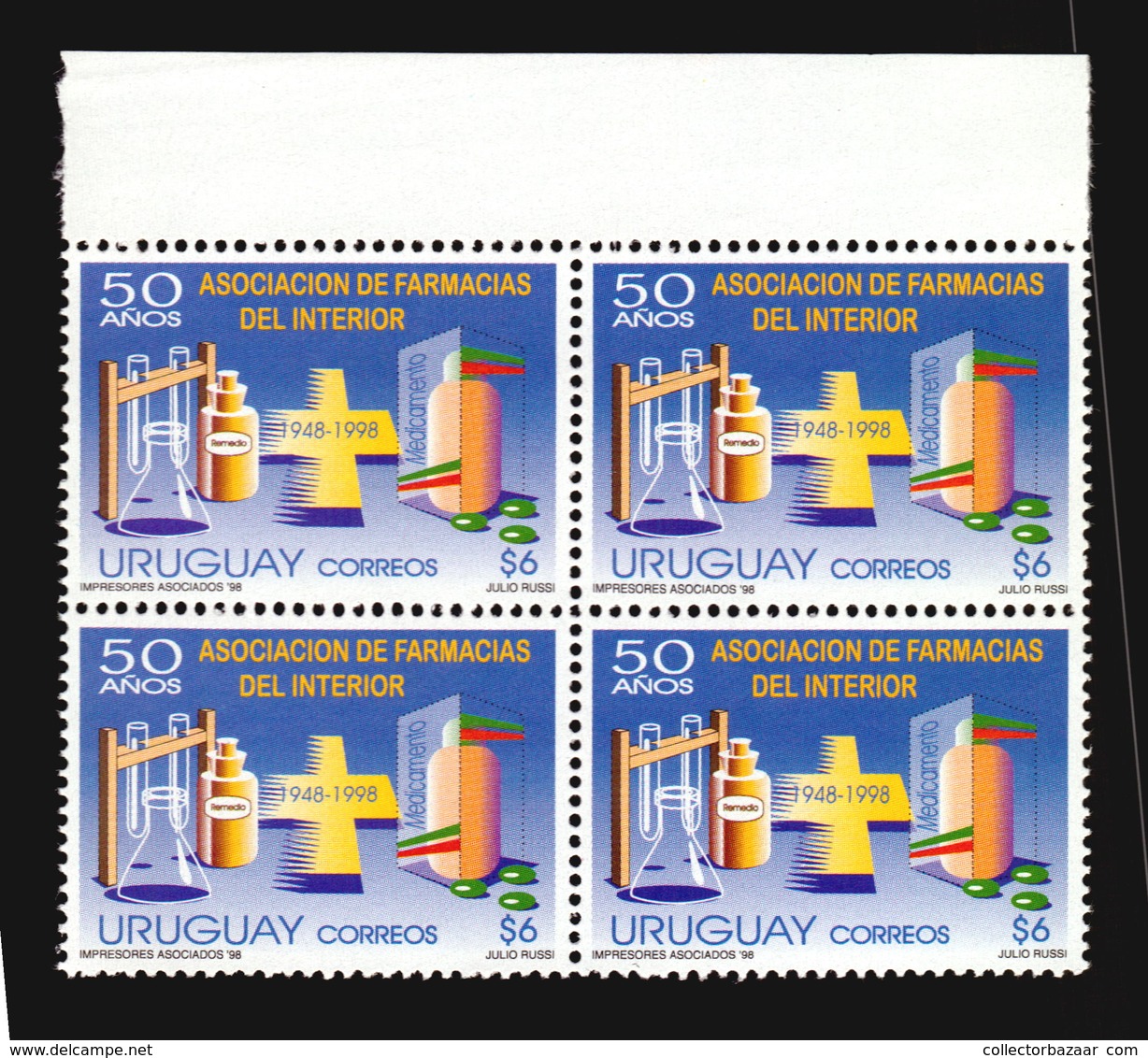 PHARMACY MEDICINE HEALTH URUGUAY MNH BLOCK OF 4 ** - Pharmacy