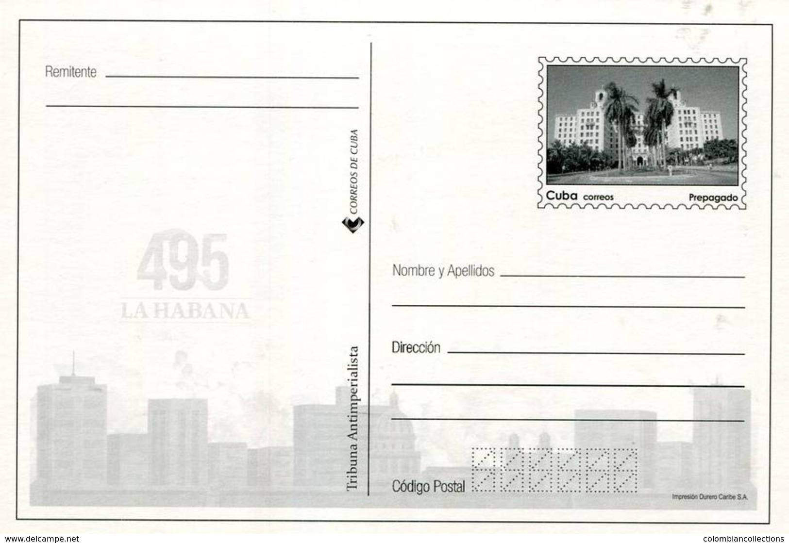 Lote PEP1110, Cuba, Entero Postal Stationery, La Habana 495 Años, 10-20, Hotel Nacional - Cartes-maximum