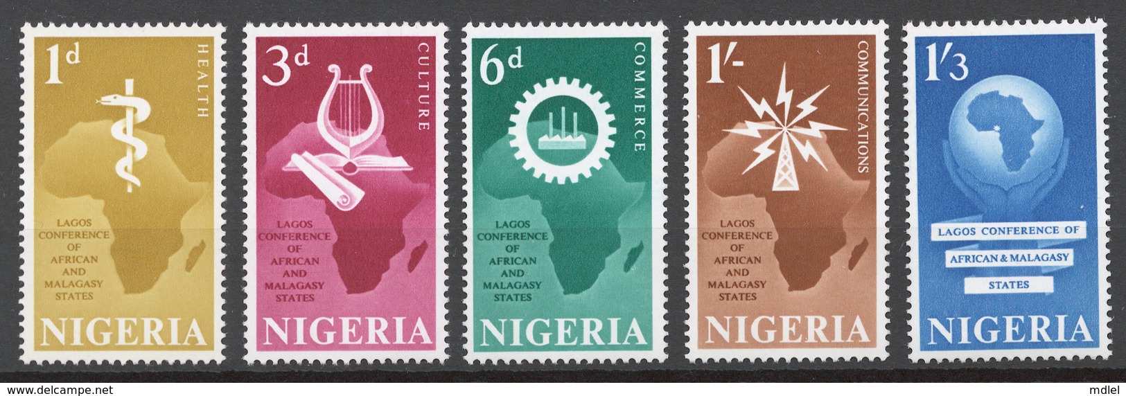 Nigeria 1962 Mi# 114-18** CONFERENCE OF HEADS OF STATE OF AFRICAN AND MALAGASY GOVERNMENTS - Nigeria (1961-...)