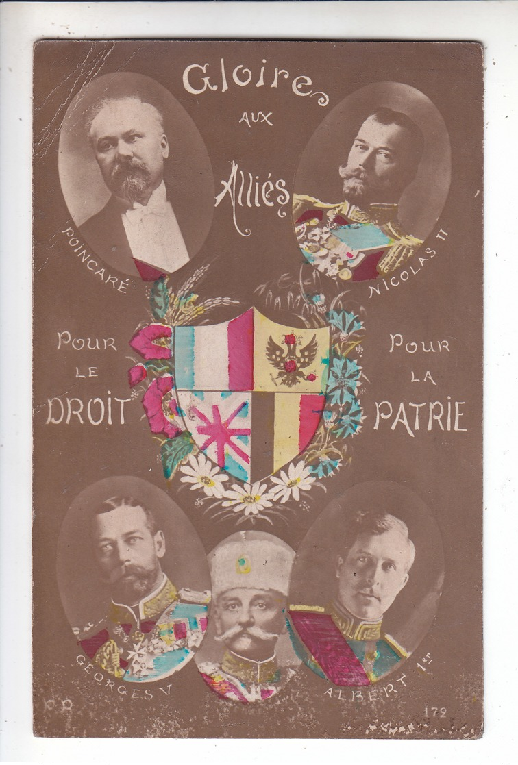 Sp- GLOIRE Aux ALLIES - Pour Le Droit - Pour La Patrie - Portrait - Guerre 14 18 - - Patriotic