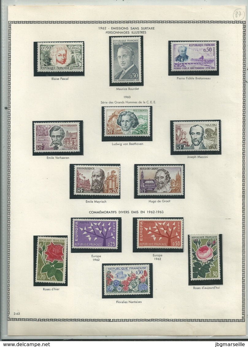 44 Timbres Neufs Années 1962/ 63/64 Sur 4 Feuilles D'album Thiaude....à Voir Et à Saisir........... - Unused Stamps