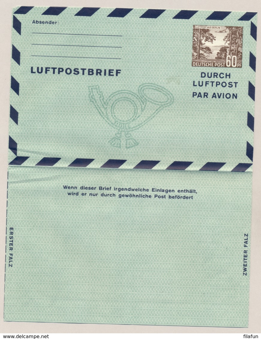 Berlin - 1952 - 60pf Luftpostbrief - Luftpost Aus Berlin - Unused - Aerogramme - Autres & Non Classés