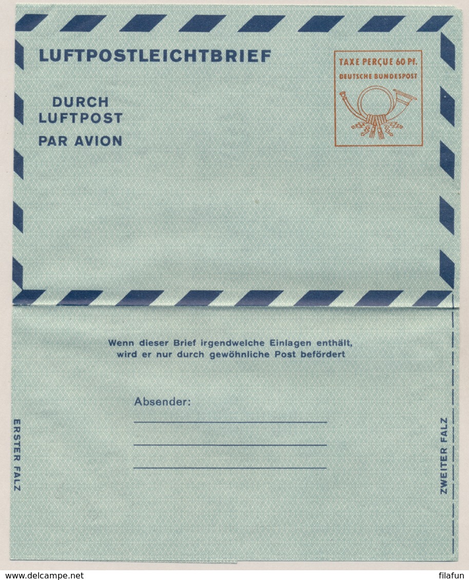 Deutschland - 1950 - 60pf Luftpostbrief - Taxe Percue 60 PF In Square - Unused - Aerogramme - Enveloppes - Neuves
