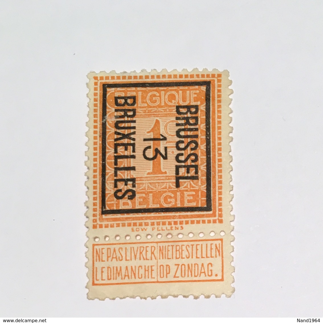 1913 - 1c Brussel - Typo Precancels 1912-14 (Lion)