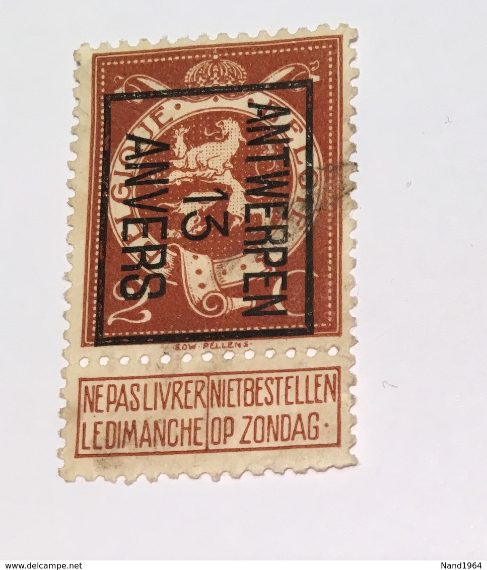 1913 - 2c Antwerpen - Typo Precancels 1912-14 (Lion)