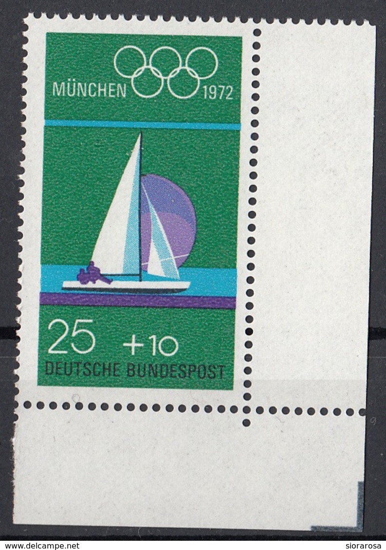 Germania 1972 Sc. B486 XX Olimpiade Monaco Vela Sailing Anelli Olimpici MNH - Vela