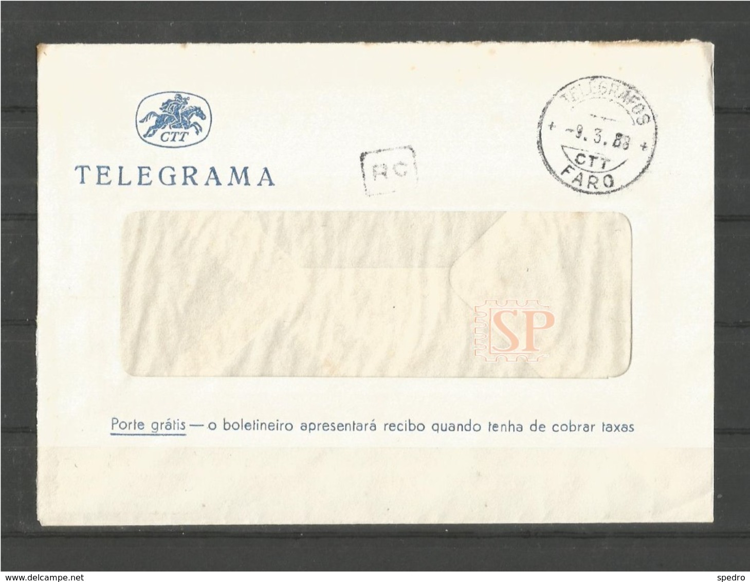 Portugal Algarve Telegrama Faro Marca De Dia Telégrafos "Tipo 1944" Telegraphs Télégraphes Telegram Telegramma Telegramm - Briefe U. Dokumente