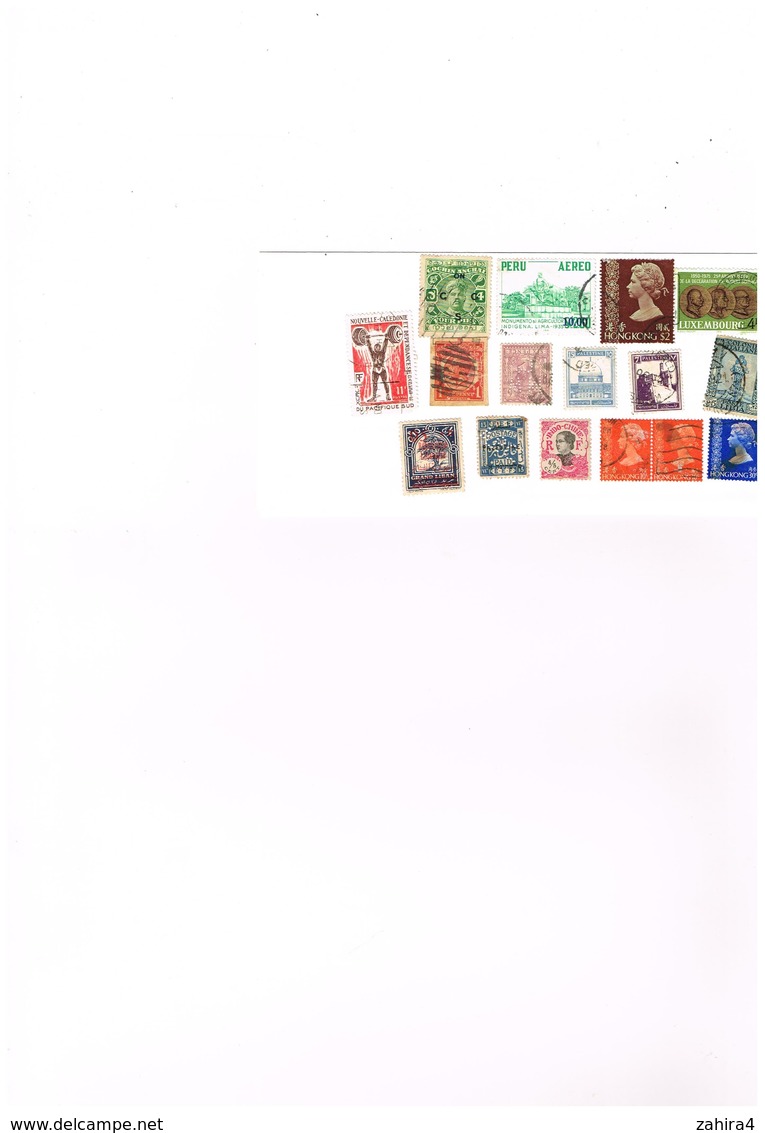 Petit Lot De 15 Timbres Hongkong Grand Liban Surchargé Pérou Surchargé EEF Perforé APC Palestine Cochin Anchal Indochine - Vrac (max 999 Timbres)