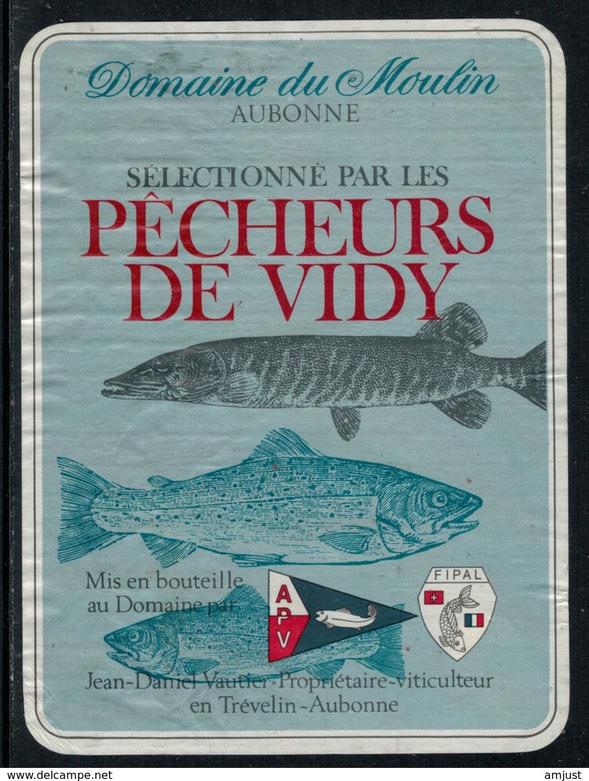 Rare // Etiquette De Vin // Poissons  // Aubonne, Les Pêcheurs De Vidy - Poissons