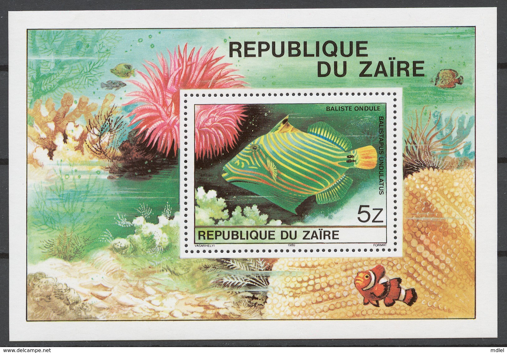 Zaire 1980 Mi# Bl.38** FISH - Neufs