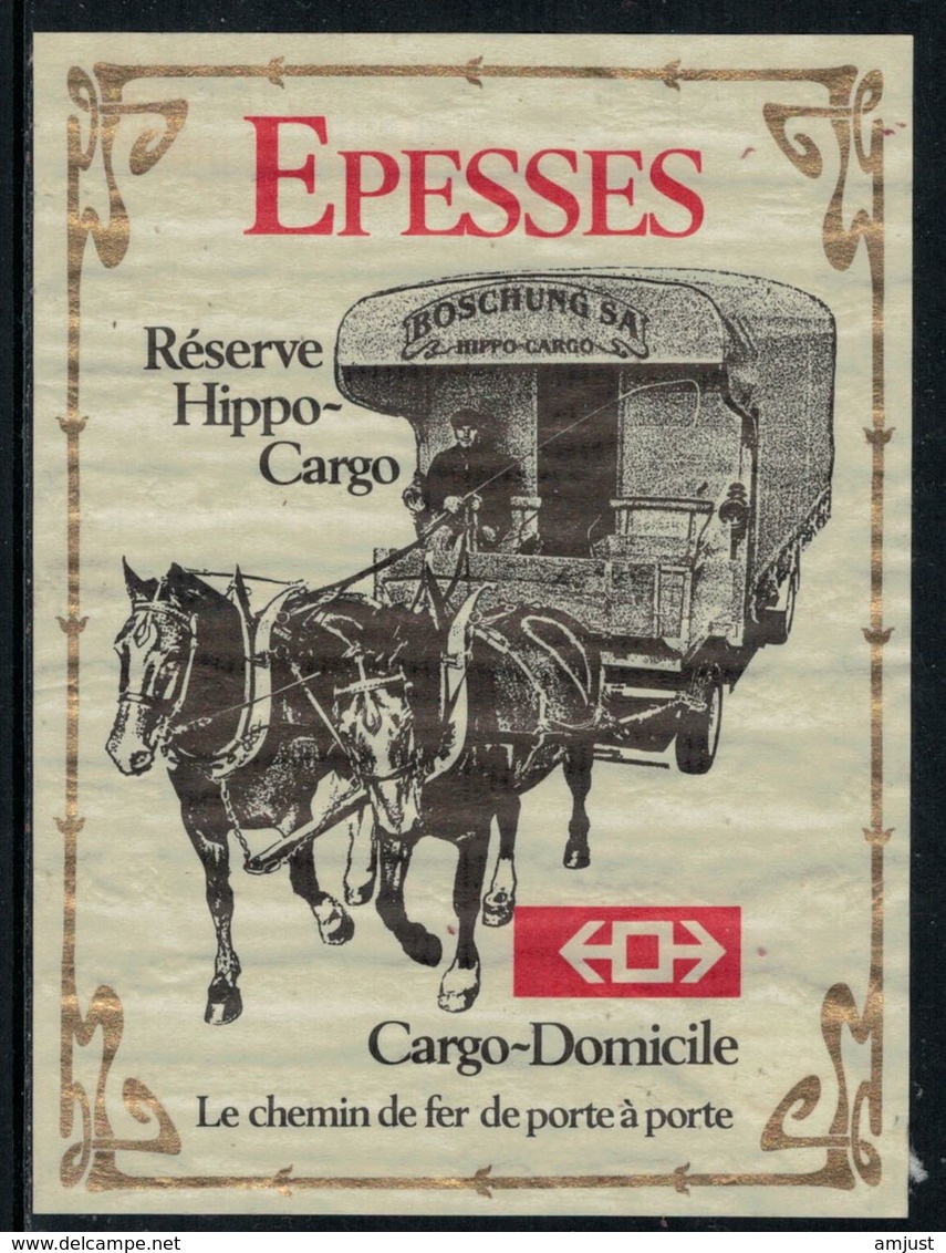 Rare // Etiquette De Vin // Chevaux  // Epesses, Réserve, Hippo-Cargo  Cargo-Domicile - Cavalli