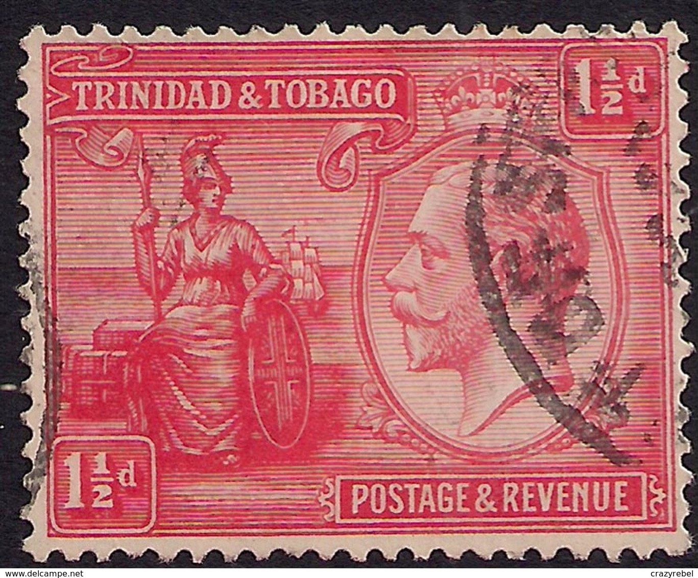 Trinidad & Tobago 1922 - 28 KGV 1 1/2d Bright Rose SG 220 ( K1107 ) - Trinidad & Tobago (...-1961)