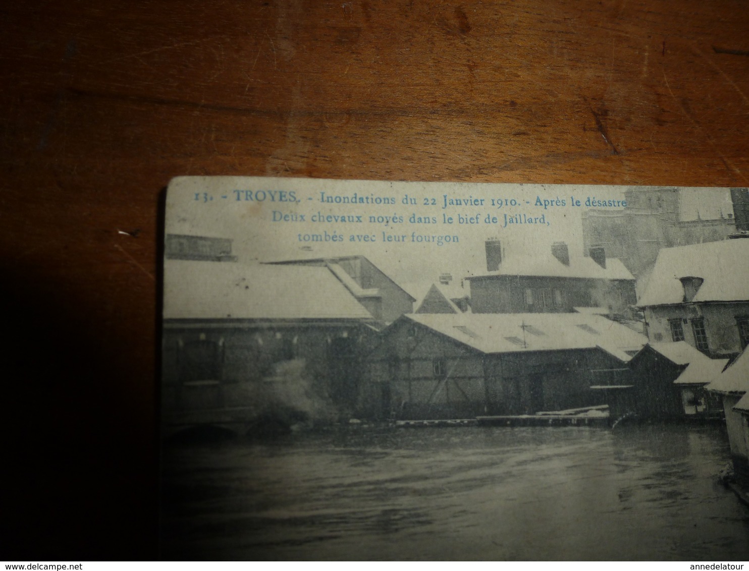 Rare CPA  TROYES - Inondation Du 22 Janvier 1910 : Deux Chevaux Noyés Dans Le Bief De Jaillard Tombés Avec Le Fourgon - Inondations