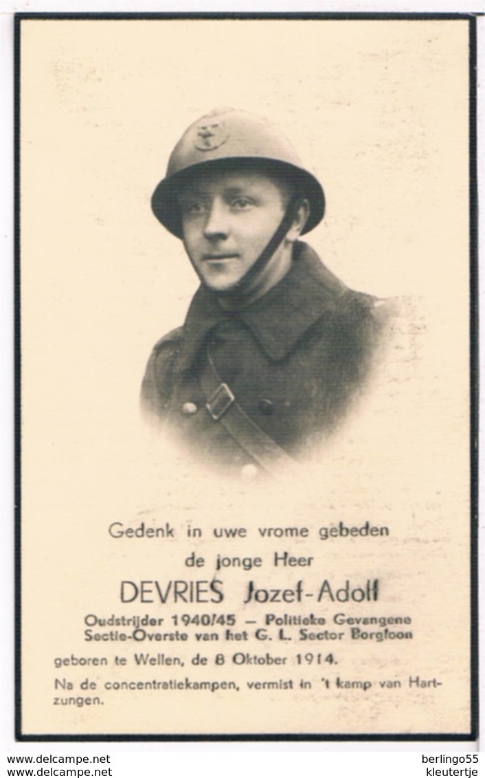 Wellen / Vermist / Sectie Overste Van Het Geheim Leger / Devries Jozef-Adolf / Concentratiekamp - Godsdienst & Esoterisme