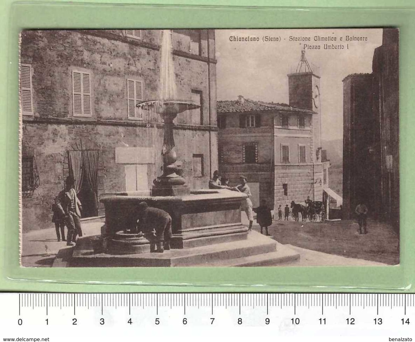 CHIANCIANO Piazza Umberto I _ SIENA Cartolina BN VG 1917 Rif.C0029 - Siena