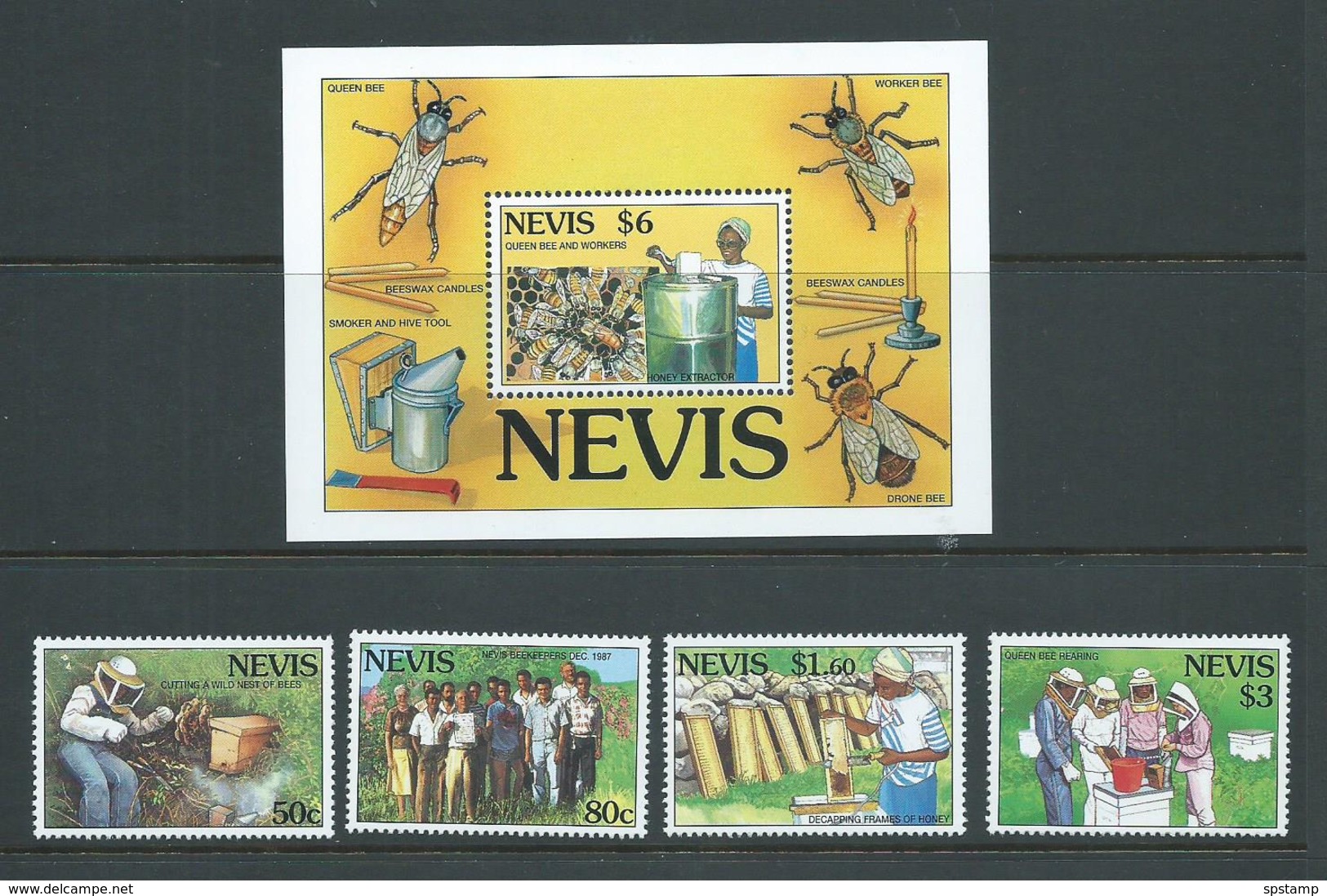 Nevis 1994 Bee Keeping Set Of 4 & Miniature Sheet MNH - St.Kitts And Nevis ( 1983-...)