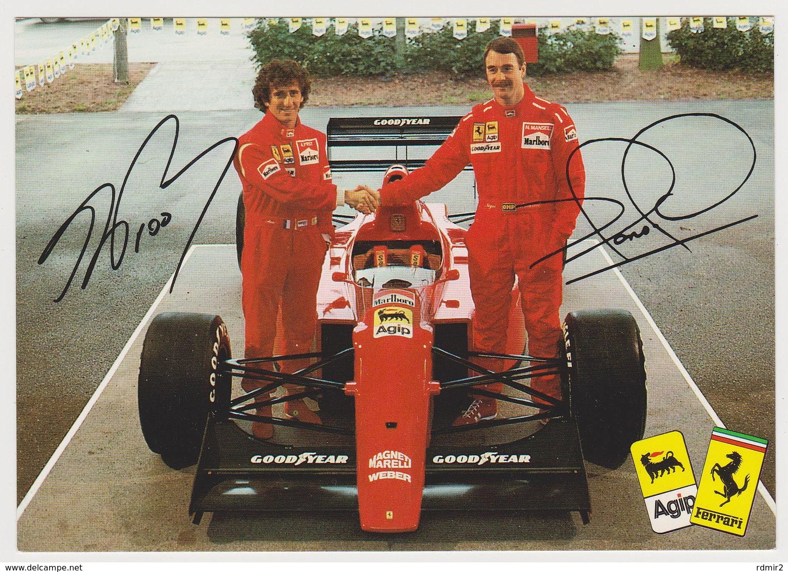 1020/ AUTOMOBILISMO. PROST & MANSELL (signed),- FERRARI, AGIP.GOOD YEAR. Non écrite. Unused. Non Scritta. - Grand Prix / F1