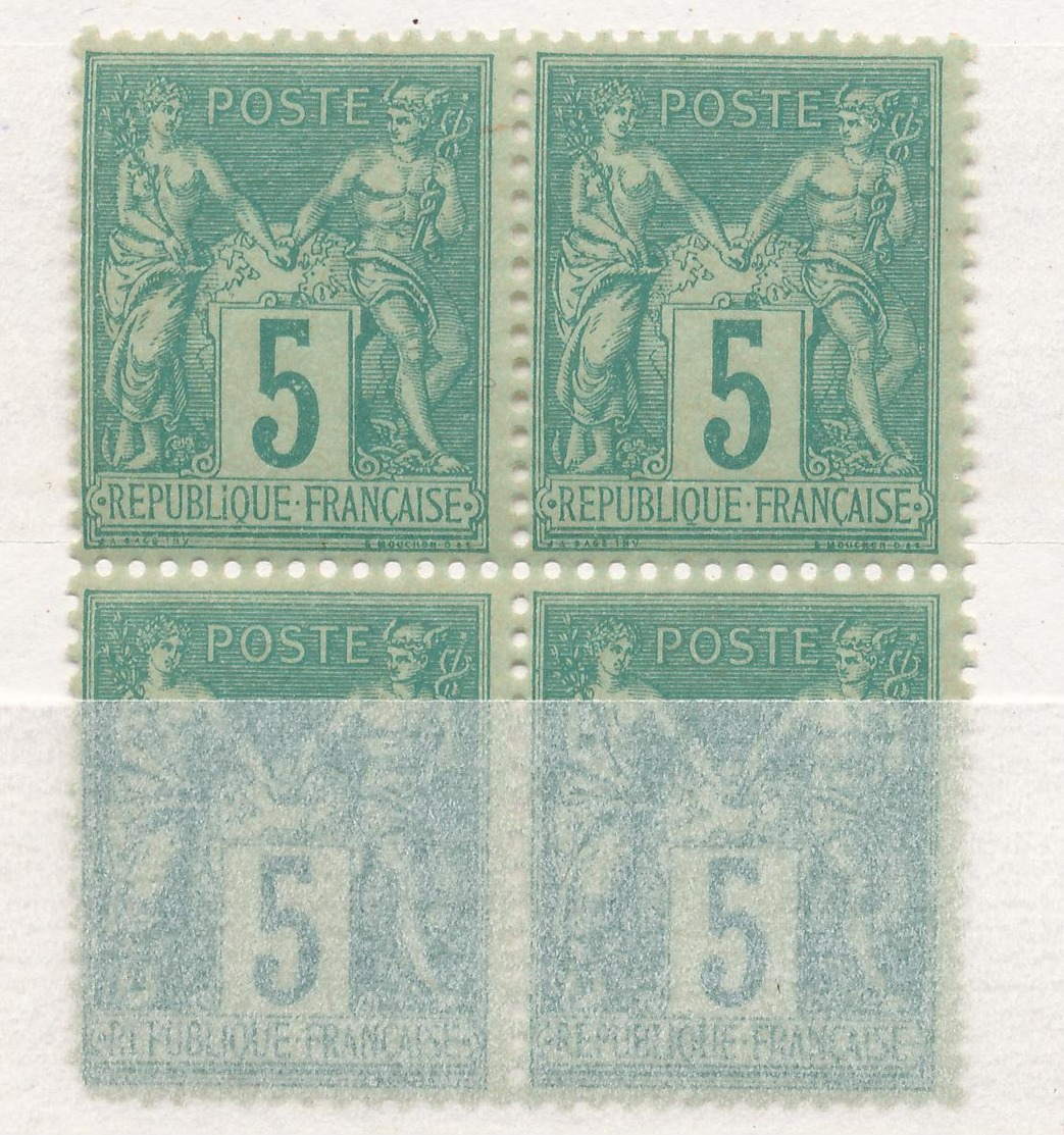 N°75 BLOC DE 4 TIMBRES NEUF ** GOMME D'ORIGINE. - 1876-1898 Sage (Type II)