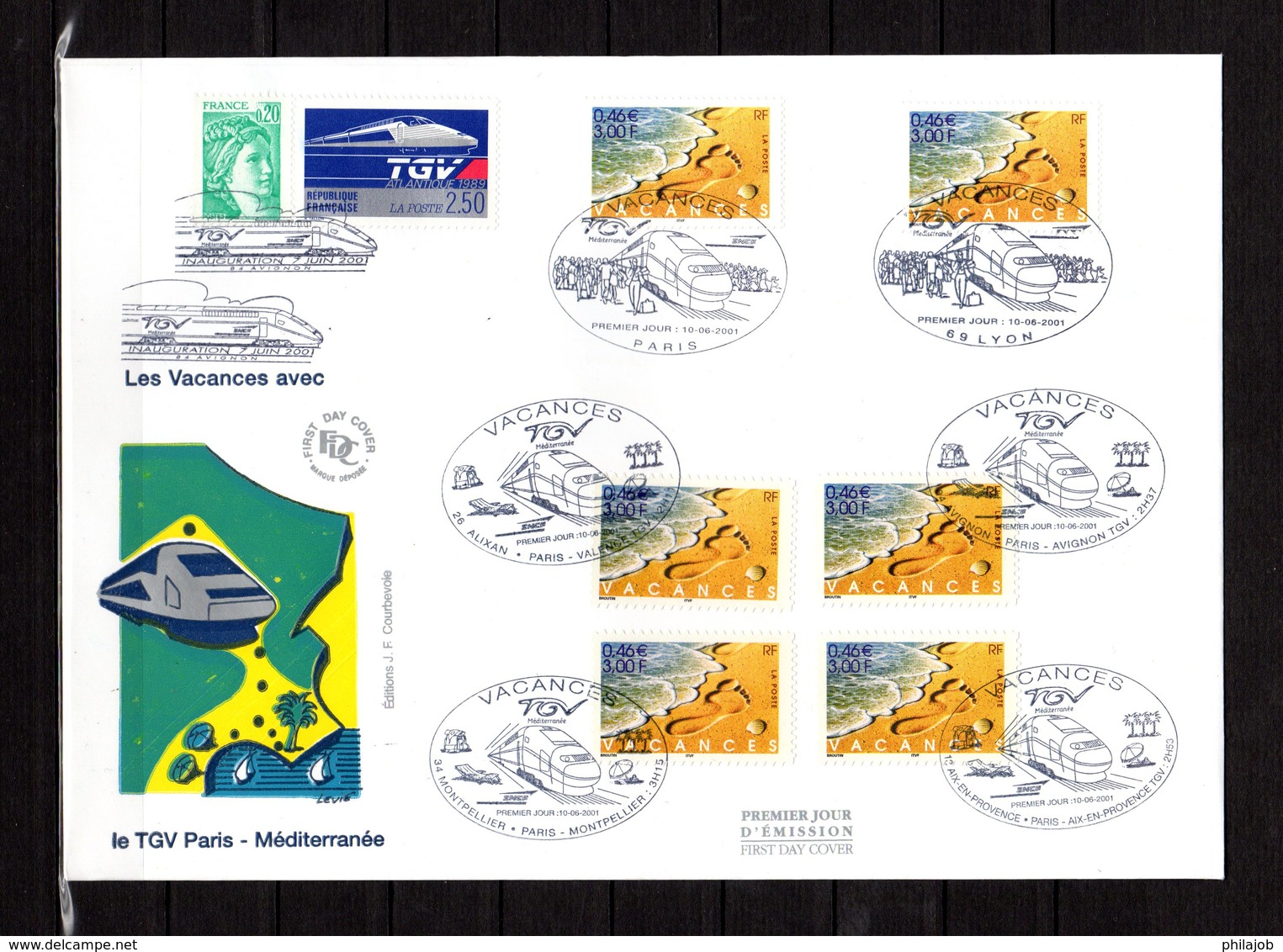 " VACANCES / TGV " Sur Enveloppe 1er Jour Grand Format De 2001. N° YT 3399. Parfait état. FDC - Trains