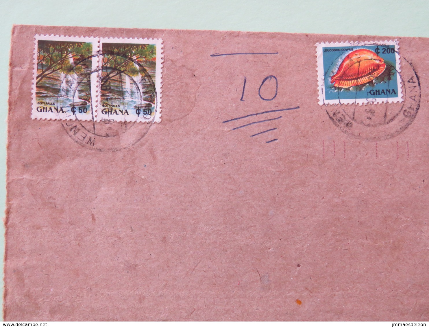 Ghana 2002 Cover To England - Waterfall - Shell - Ghana (1957-...)