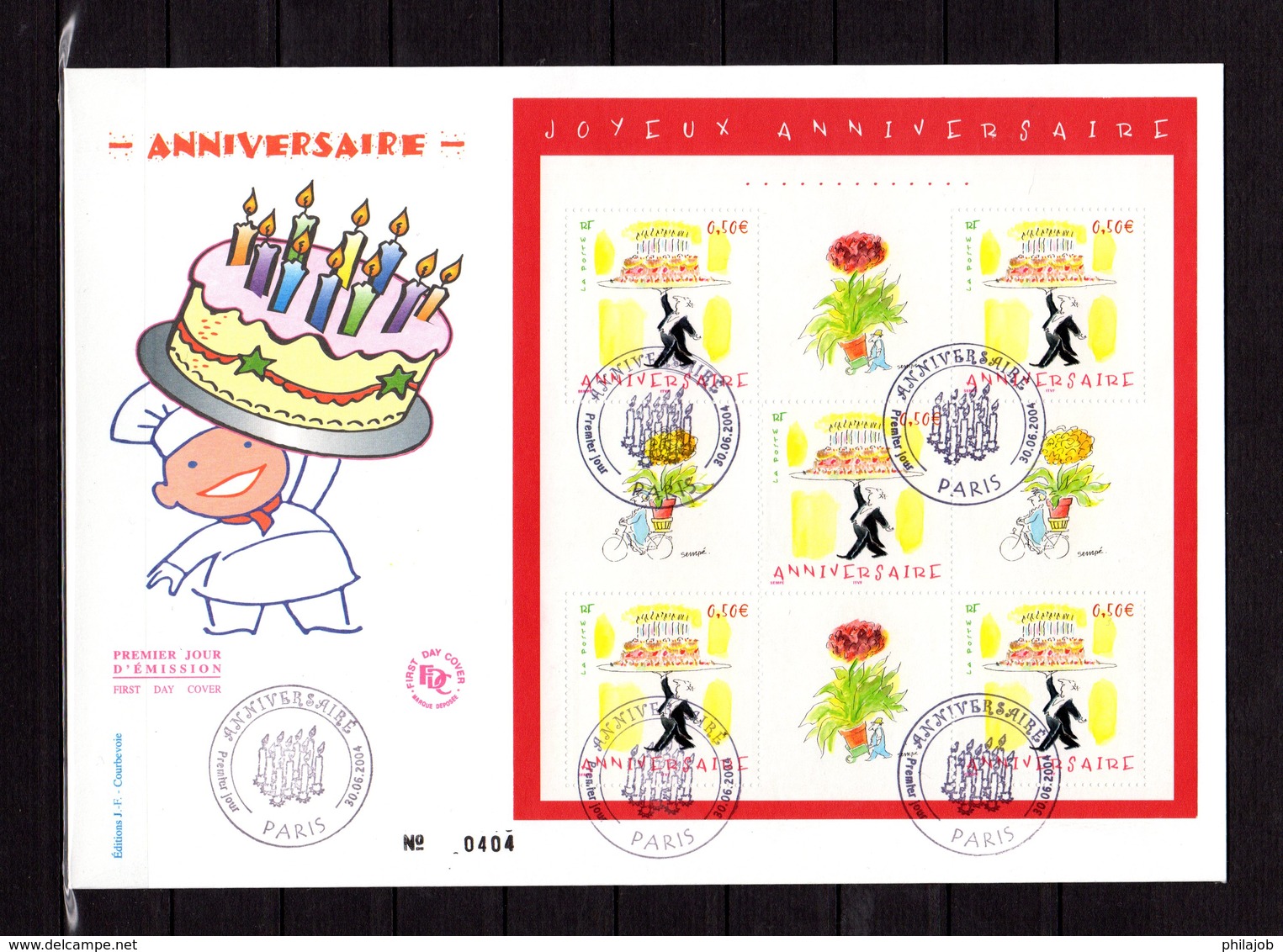 " ANNIVERSAIRE / OEUVRE DE SEMPE " Sur Enveloppe 1er Jour Grand Format N°tée De 2004 N° YT BF 75. Parfait état. FDC - Stripsverhalen