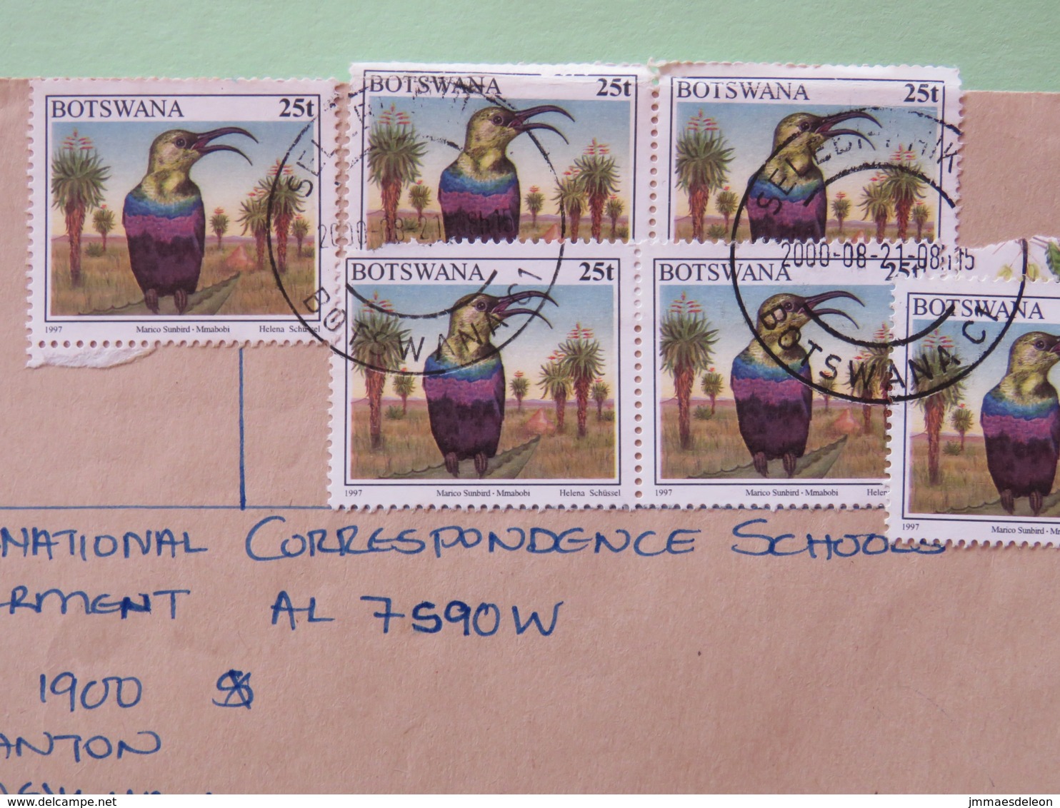 Botswana 2000 Cover To USA - Birds Sunbird - Botswana (1966-...)