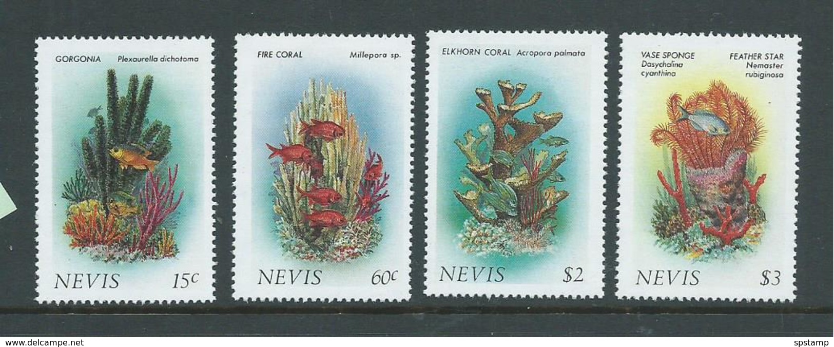 Nevis 1986 Marine Life & Coral Forms Set 4 MNH - St.Kitts And Nevis ( 1983-...)