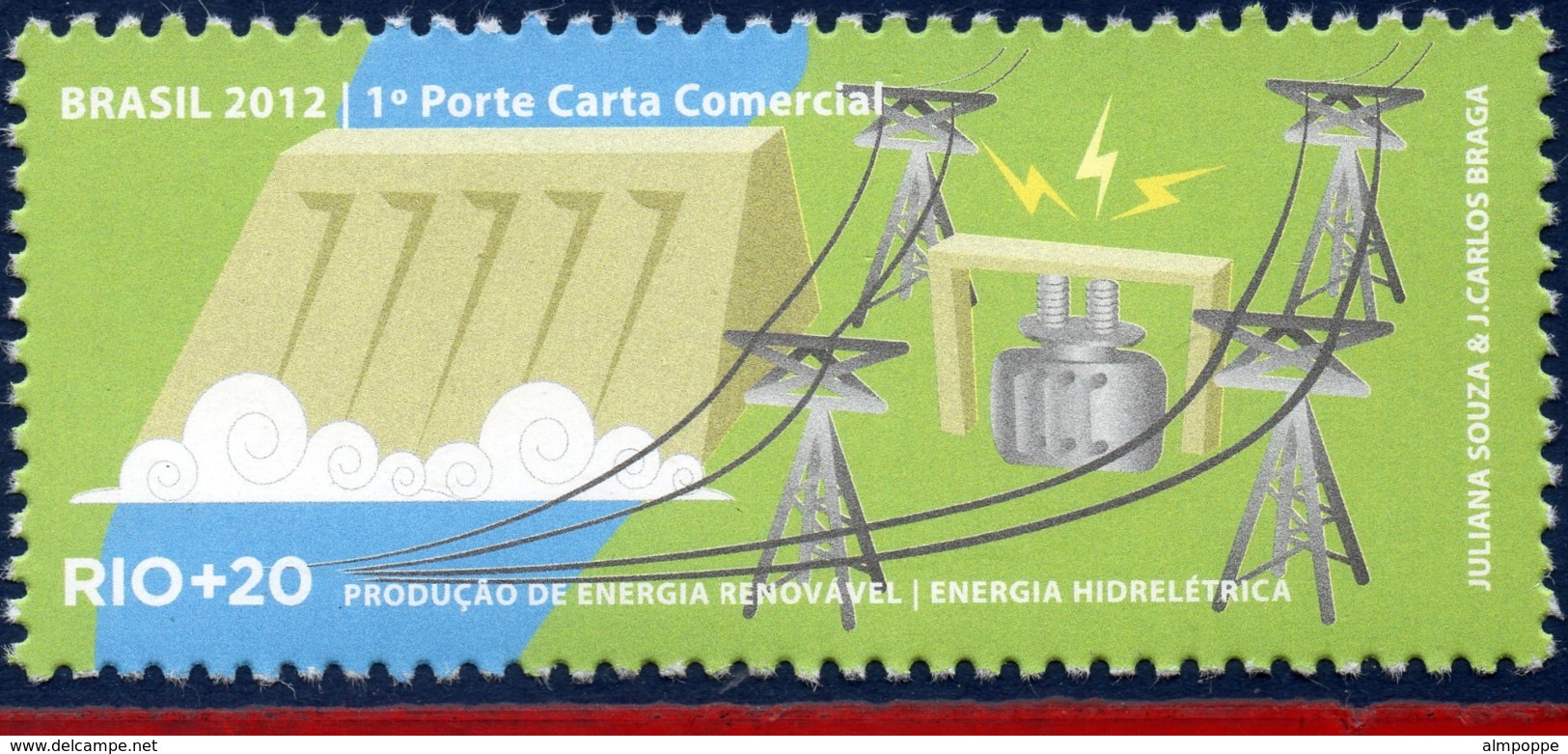 Ref. BR-3218J BRAZIL 2012 ENVIRONMENT, RIO+20, UNITED NATIONS,, RENEWABLE ENERGY, HYDROELECTRIC, MNH 1V Sc# 3218J - Protection De L'environnement & Climat