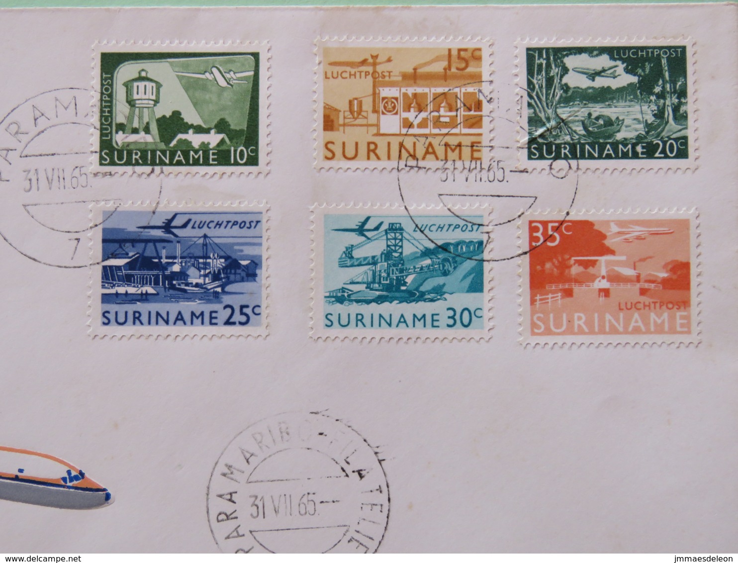 Surinam 1965 FDC Cover - Airport Planes - Surinam