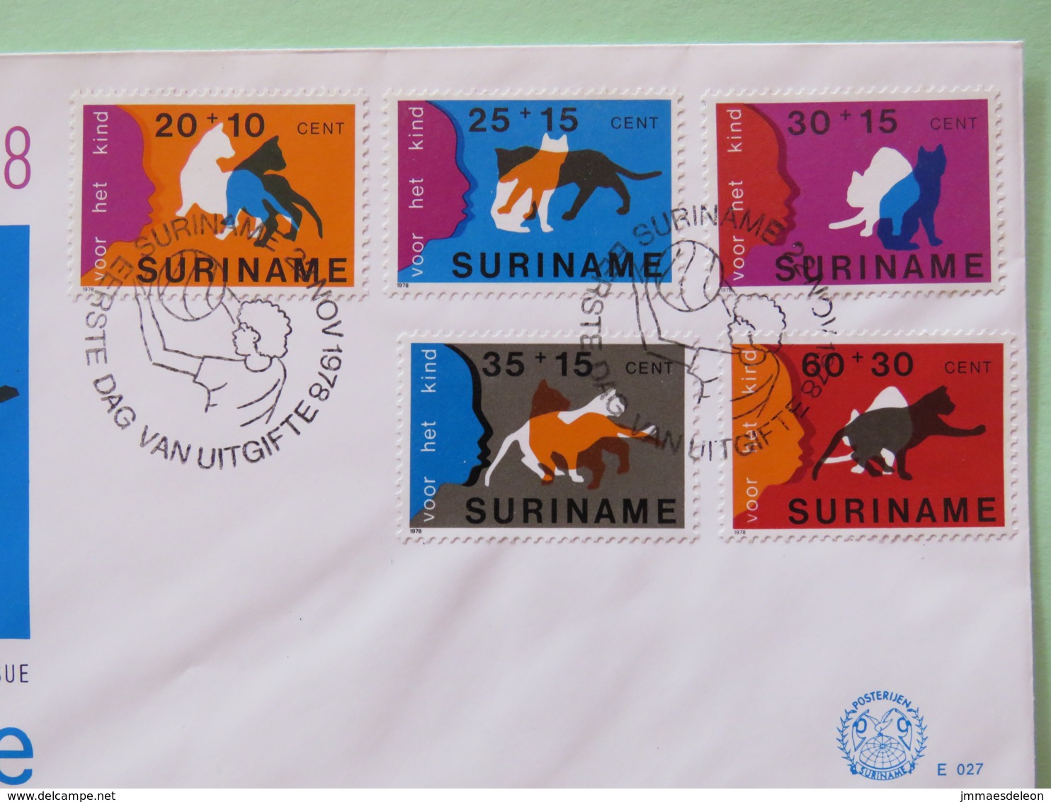 Surinam 1978 FDC Cover - Cats - Children Surtax - Suriname