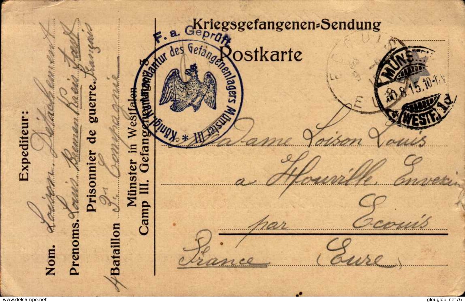 CORRESPONDANCE MILITAIRE DEPUIS L'ALLEMAGNE...(PRISONNIER ?)..1915 - Documents