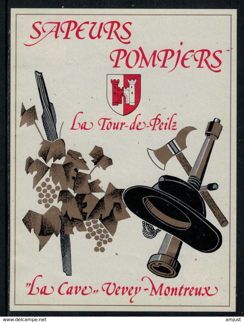 Rare // Etiquette De Vin // Pompiers  // Sapeur-Pompiers La Tour-de-Peilz - Pompiers