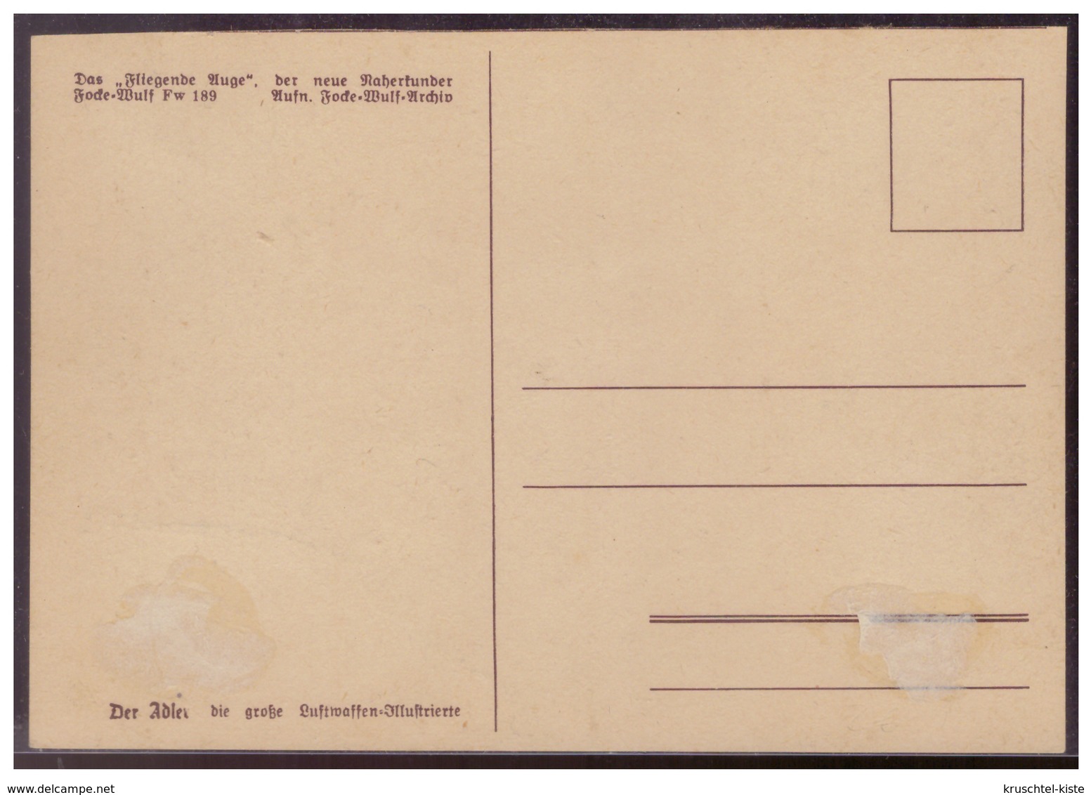 Dt-Reich (007239) Propagandakarte, Das Fliegende Auge, Focke-Wulf Fw 189, Aus Der Adler Große Luftwaffen Zeitung, Ungebr - Briefe U. Dokumente