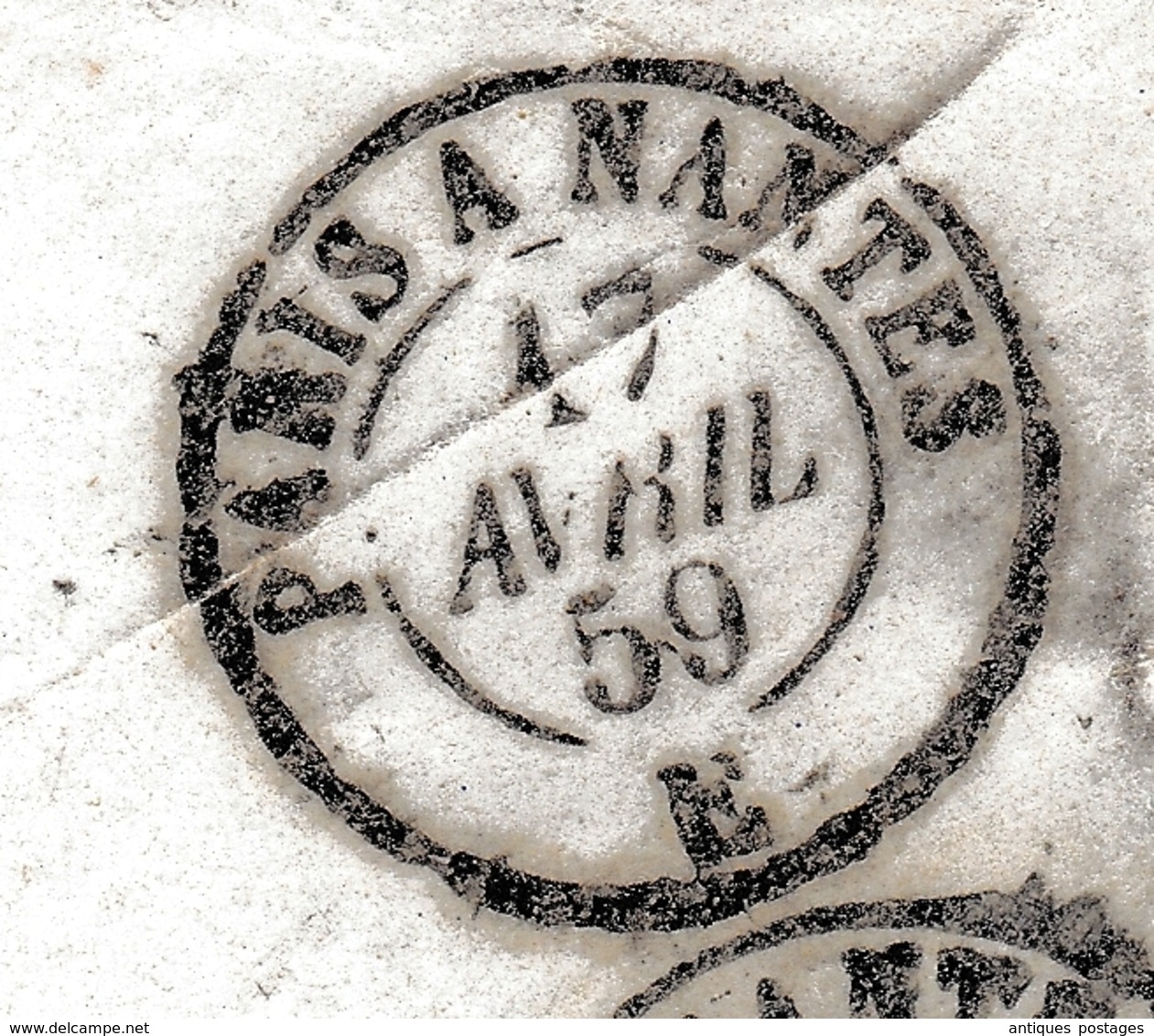 Lettre Paris 1859 Nantes Loire Atlantique Napoléon III 20 Centimes Cachet Paris à Nantes