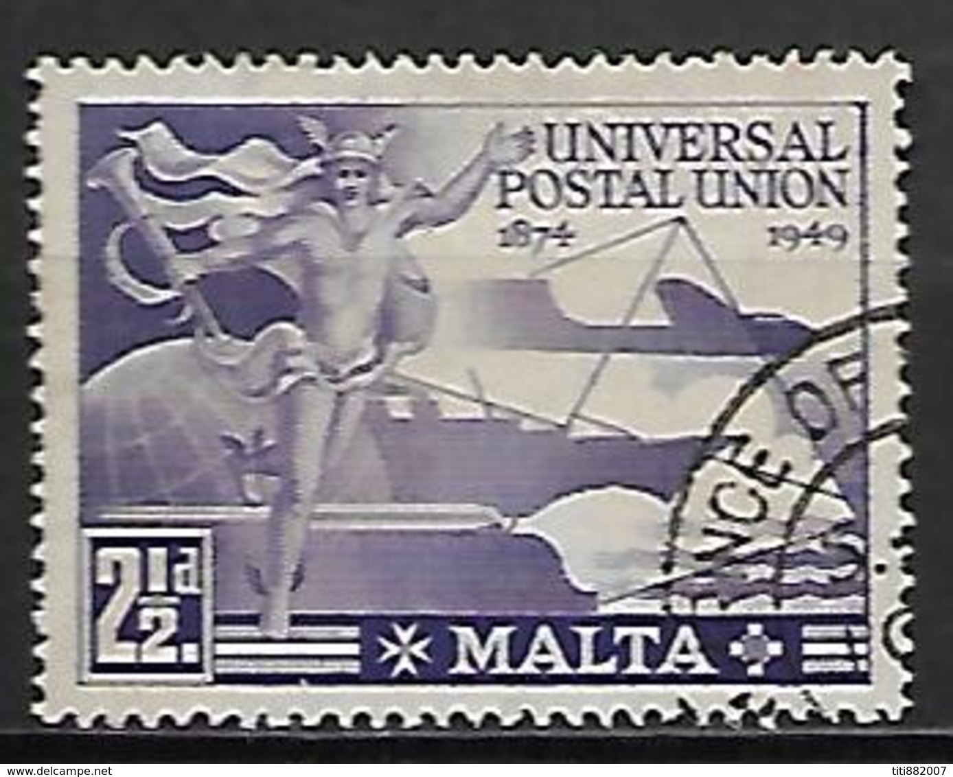 MALTE    -   1949 .   Y&T N° 218 Oblitéré.   U.P.U. - Malte (...-1964)