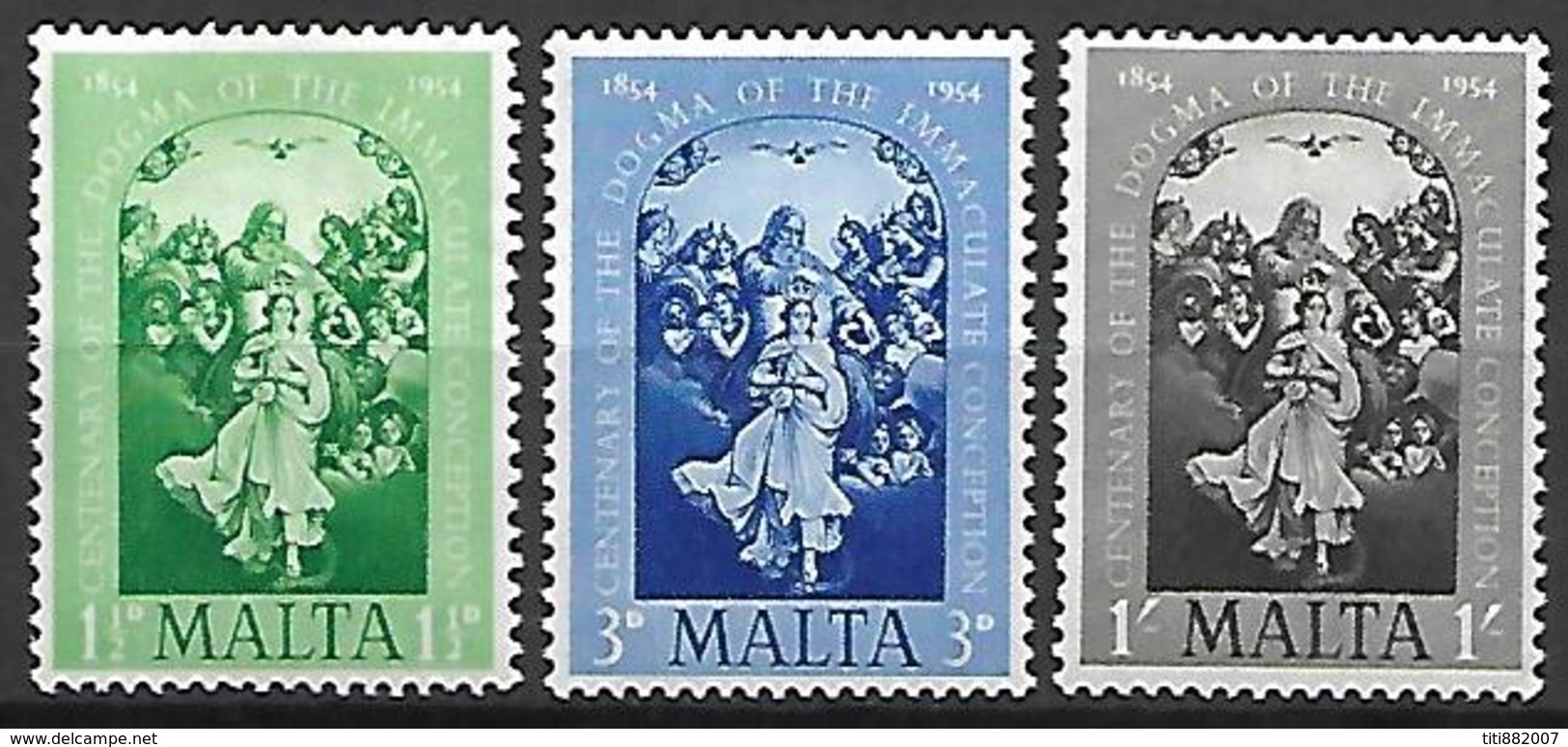 MALTE    -   1954 .   Y&T N° 236 à 238 *.   L' Immaculée Conception - Malta (...-1964)