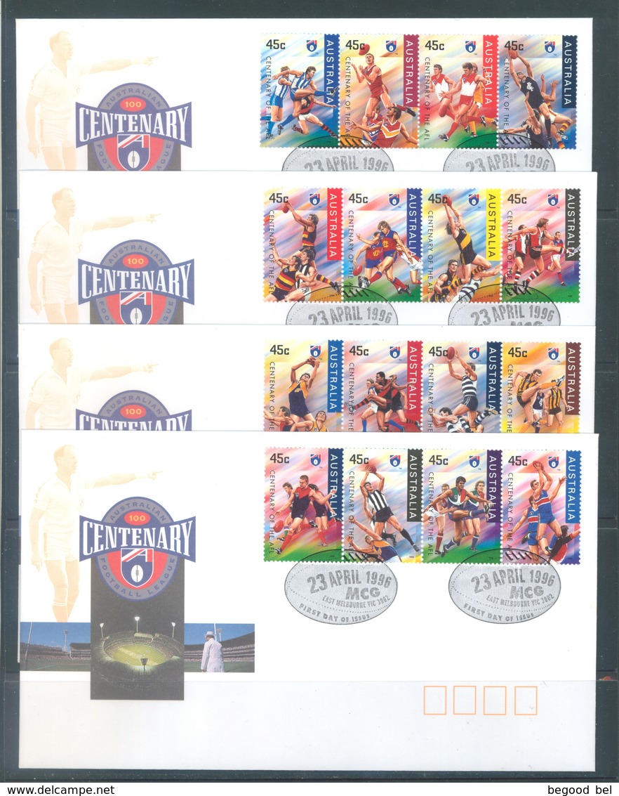 AUSTRALIA  - FDC - 23.4.1996 - AUSTRALIAN FOOTBALL LEAGUE - Yv 1514-1529 - Lot 18633 - Premiers Jours (FDC)