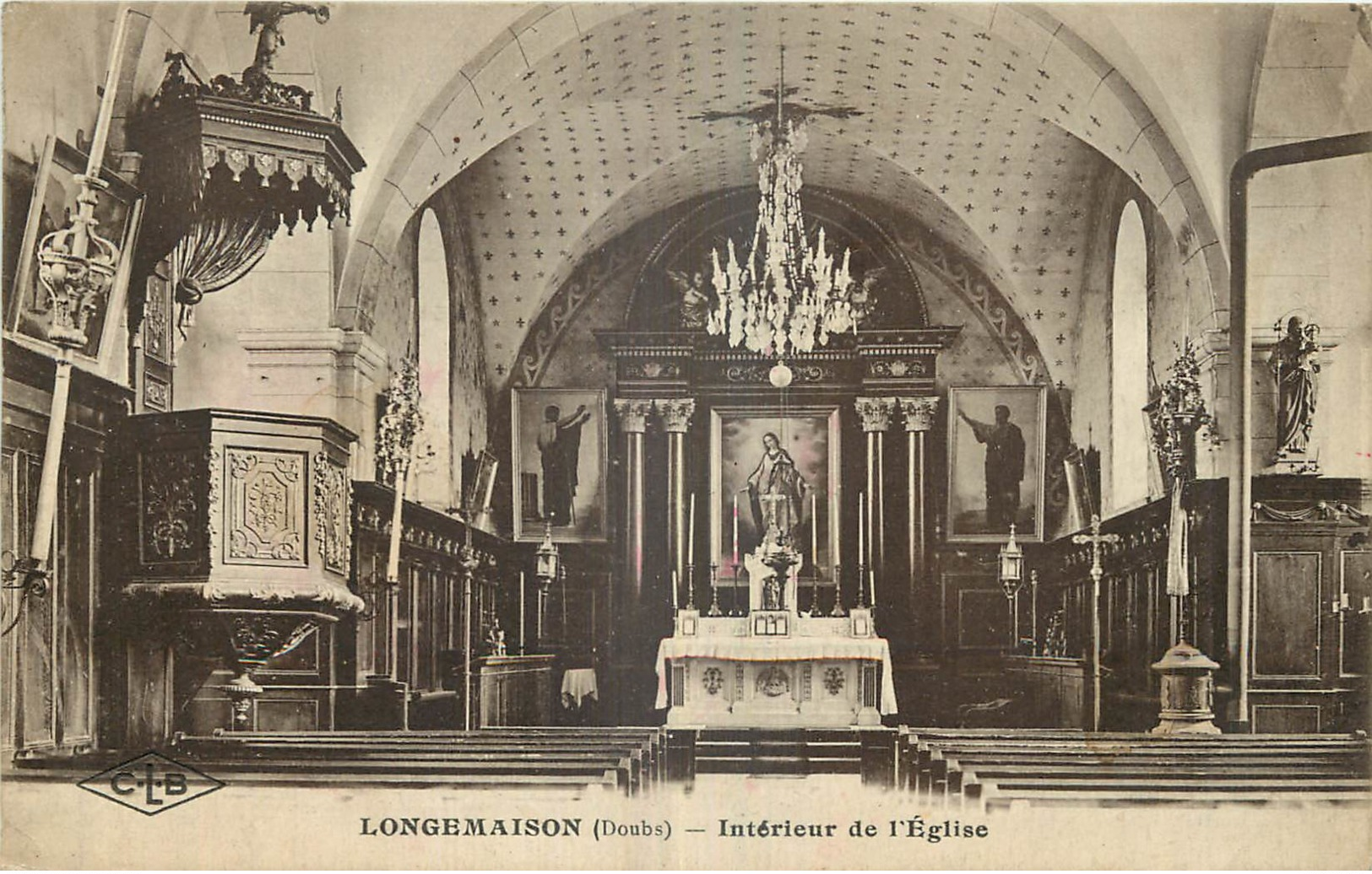 25 - LONGEMAISON - INTERIEUR DE L'EGLISE - CACHET CONVOYEUR MORTEAU A BESANCON - CLB - Autres & Non Classés