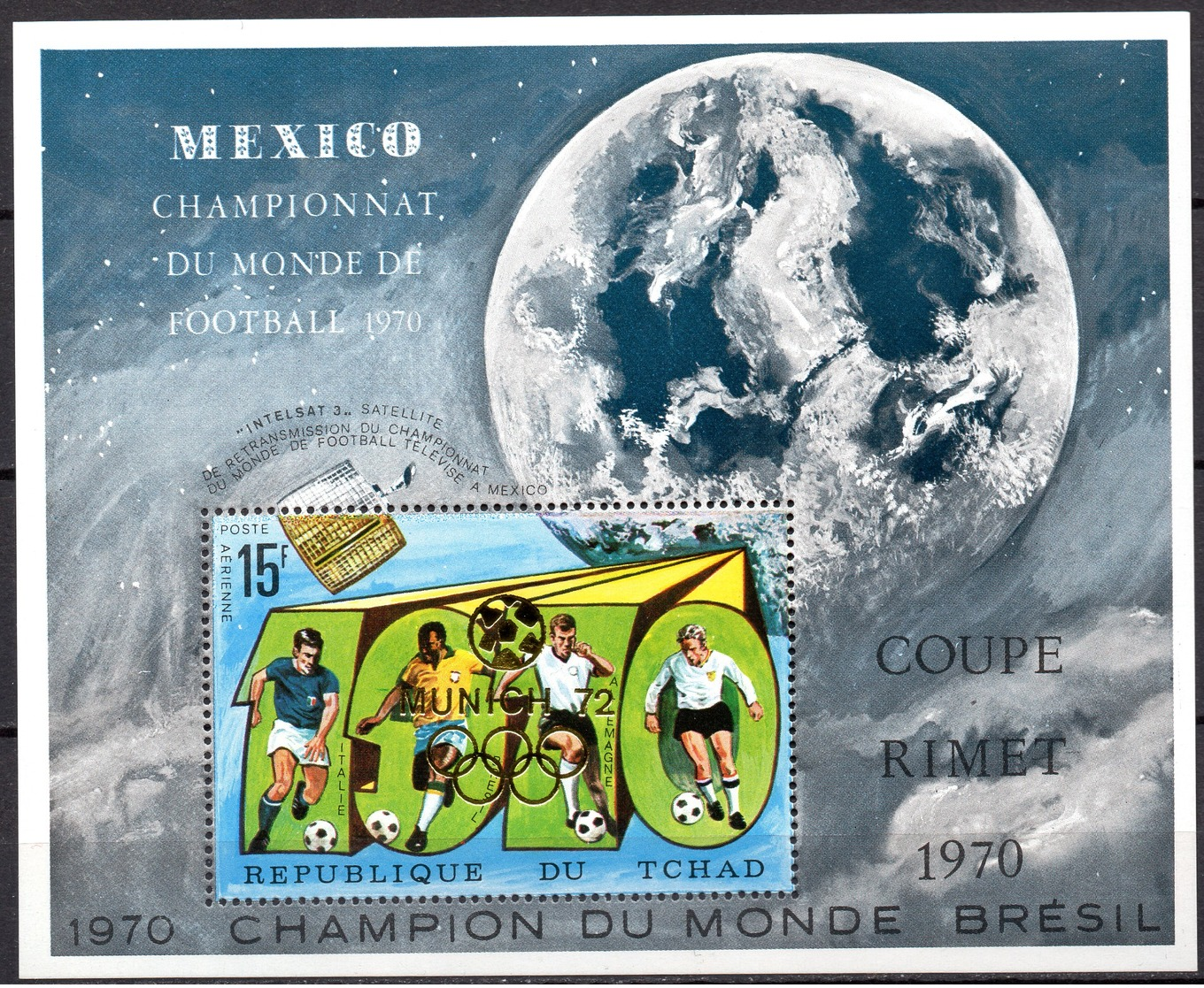 Tschad  Block WM Mexiko 1970 Goldaufdruck München 72 - 1970 – Mexique